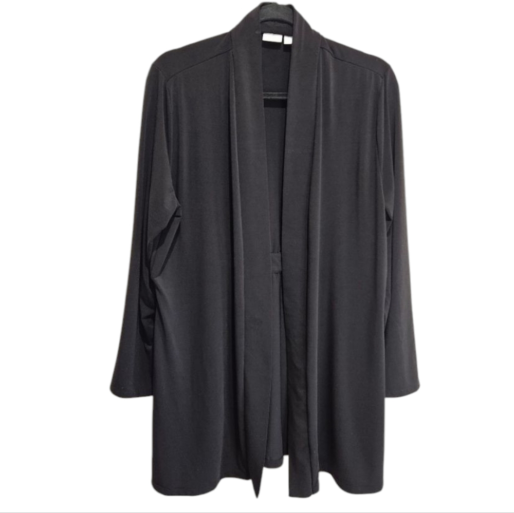 Chico's Black Open-Front Long Cardigan